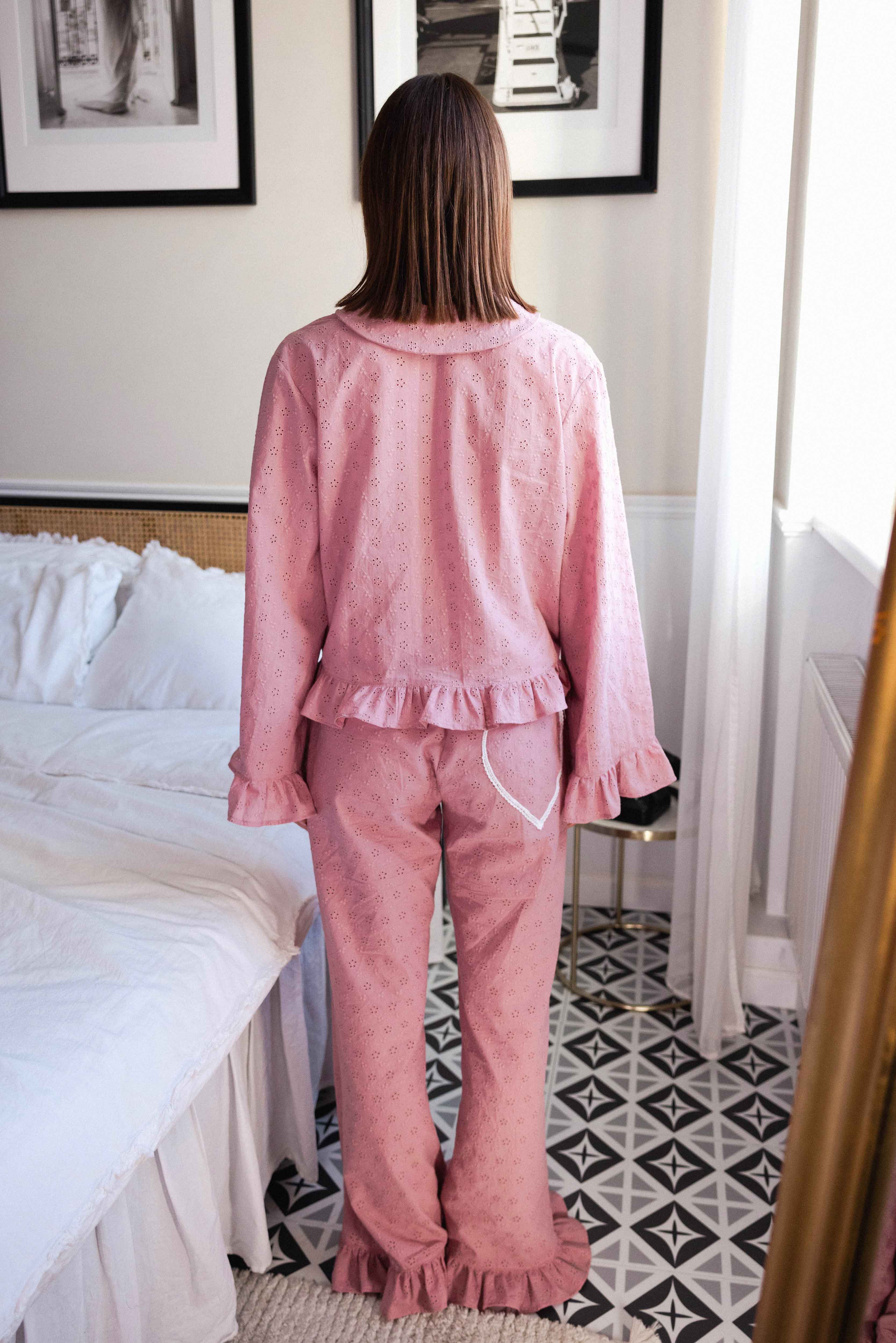 Rożowa Koszula "Slow Morning" z Falbankami