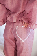 Różowe Spodnie "Slow Morning" z Kieszeniami i Falbanką