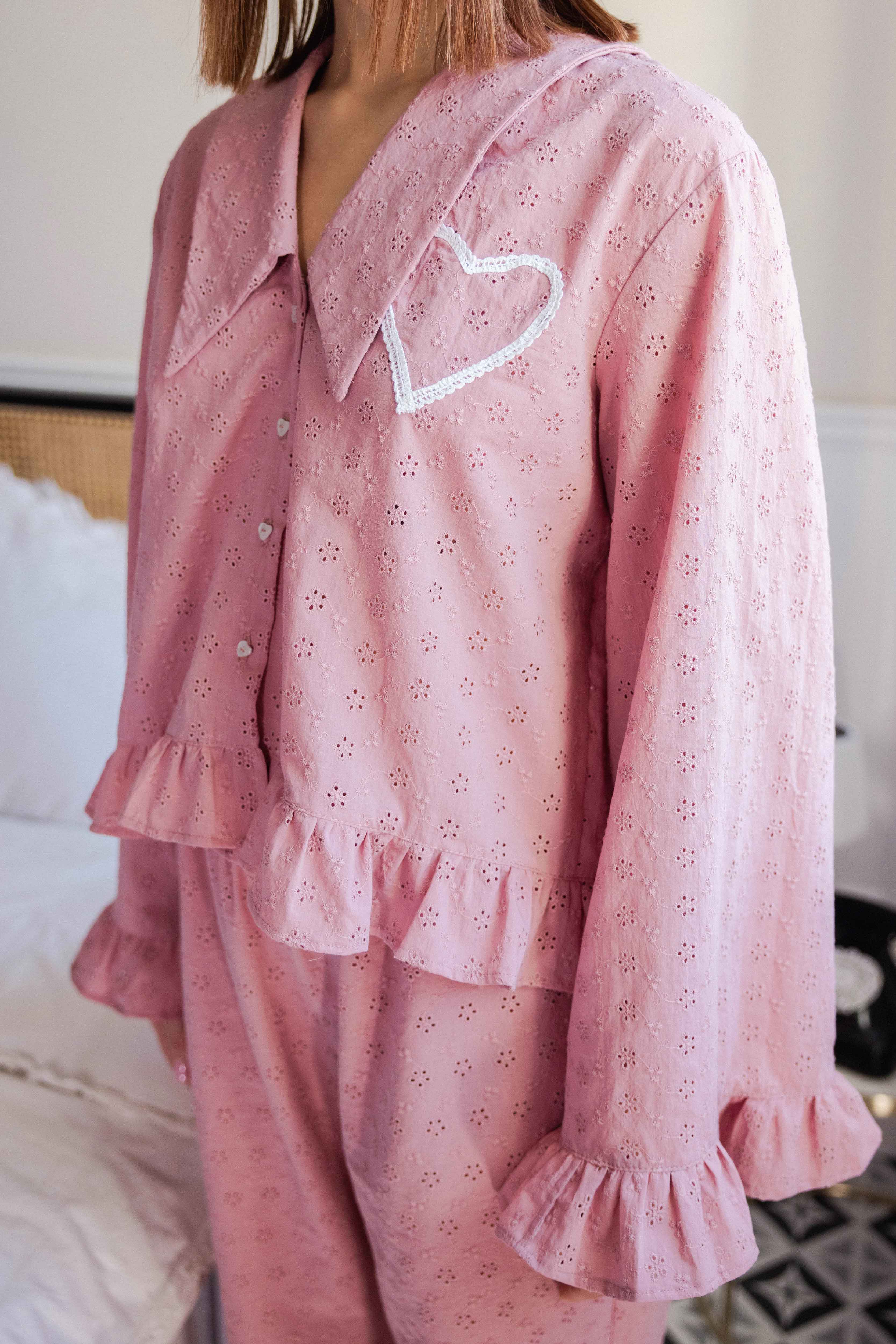 Rożowa Koszula "Slow Morning" z Falbankami