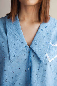 Niebieska Koszula "Slow Morning" z Falbankami