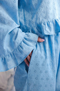 Niebieska Koszula "Slow Morning" z Falbankami